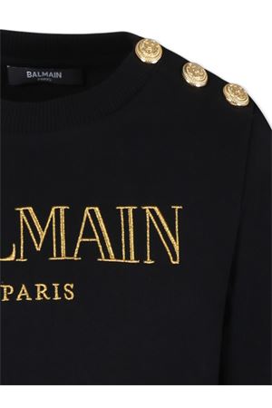 felpa in cotone nero BALMAIN PARIS KIDS | BV4B10Z0081930OR